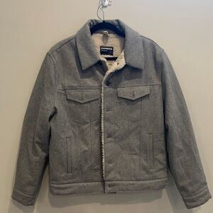 Express Men's Gray Sherpa-Trim Wool Bomber Jacket